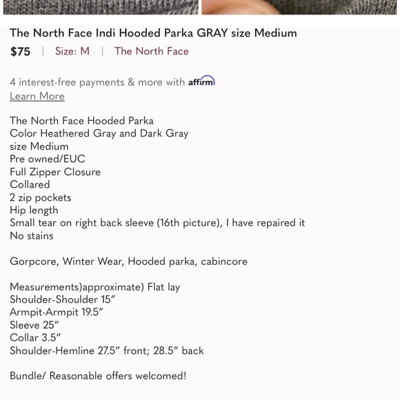 The North Face Indi Hooded Parka GRAY Heathered - Picture 7 of 7